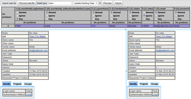 The Import Page